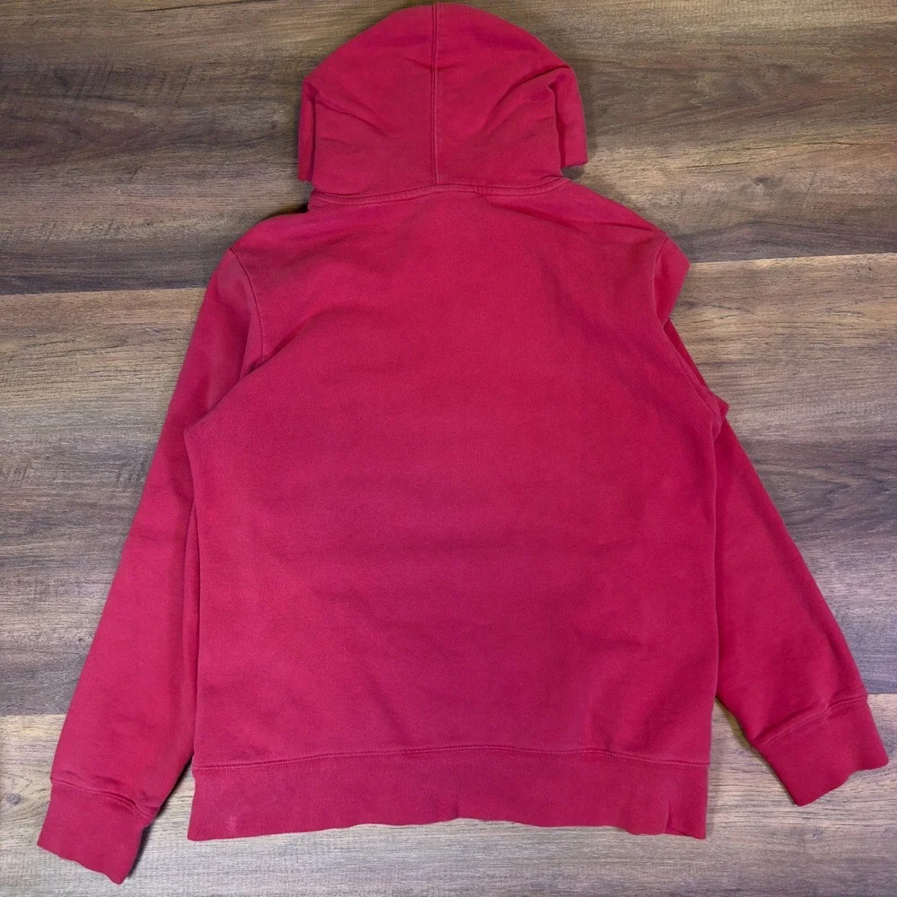 The North Face Mens Red Vertical Graphic Logo Pullover Hoodie Size Medium